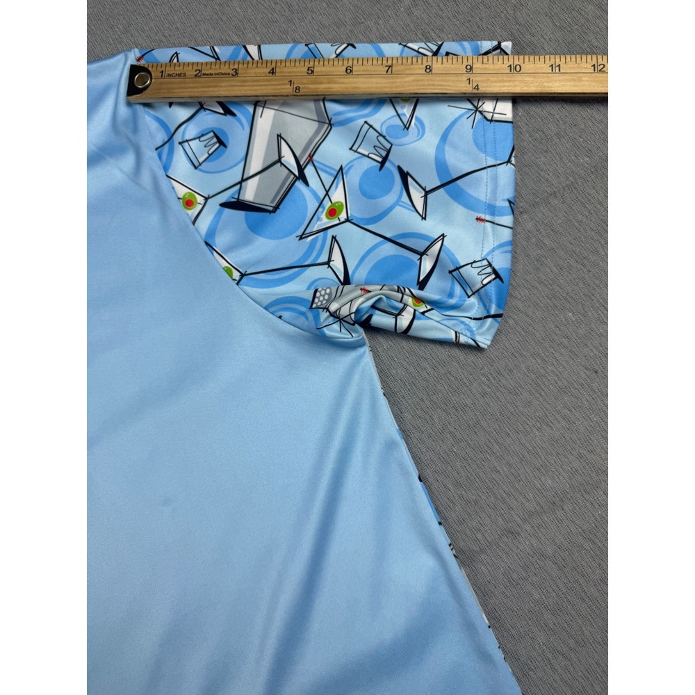 Loudmouth Golf Martini Cocktail Shaker Polo Shirt Blue Mens XL Short Sleeve - Picture 6 of 16